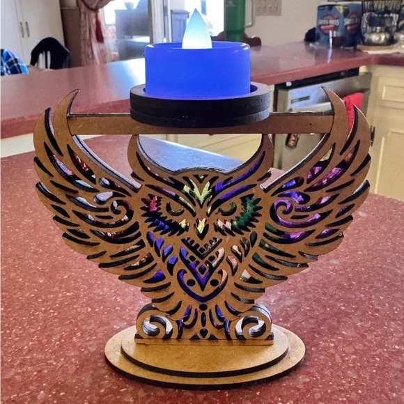 One Hand crafted by me wood dbl layer Tea light candle holder made to order - Picture 4 of 12